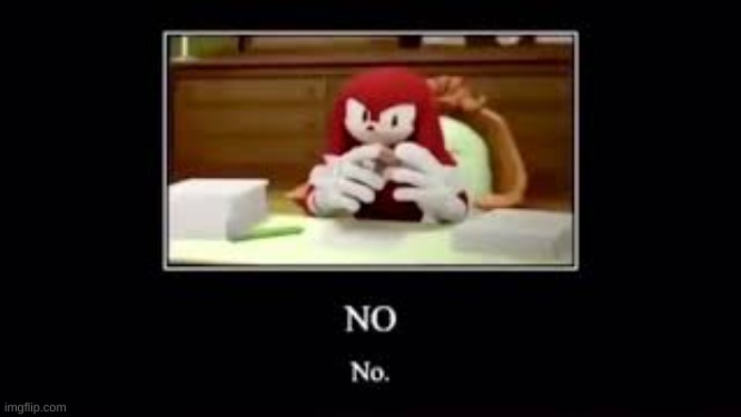 Knuckles saying NO | image tagged in knuckles saying no | made w/ Imgflip meme maker