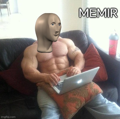 Buff guy typing on a laptop | MEMIR | image tagged in buff guy typing on a laptop | made w/ Imgflip meme maker