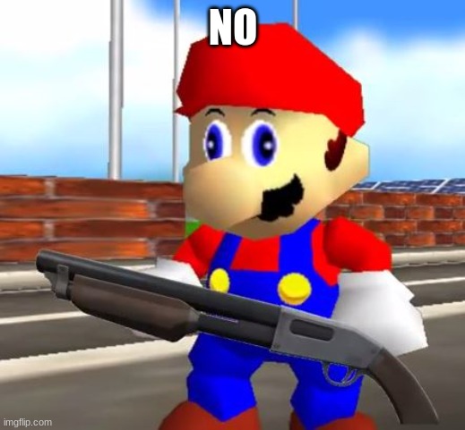SMG4 Shotgun Mario | NO | image tagged in smg4 shotgun mario | made w/ Imgflip meme maker