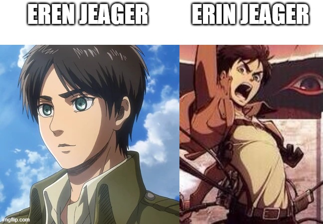 Only Touhou fans get this meme | EREN JEAGER; ERIN JEAGER | image tagged in memes,attack on titan,touhou | made w/ Imgflip meme maker
