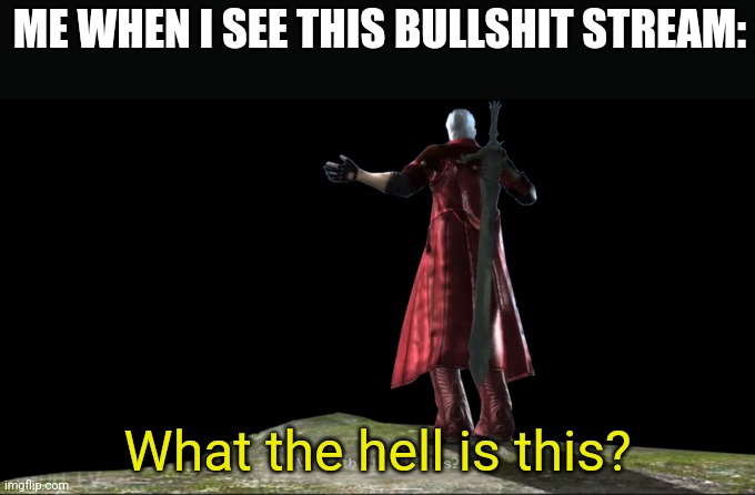 What the hell is this? - DMC4 | ME WHEN I SEE THIS BULLSHIT STREAM:; What the hell is this? | image tagged in what the hell is this - dmc4 | made w/ Imgflip meme maker