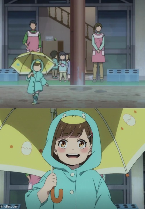 Miri in platypus rain coat Blank Meme Template