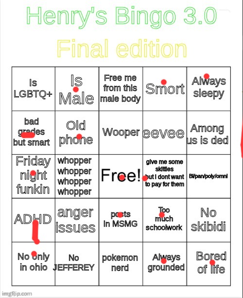Henry's Bingo 3 | image tagged in henry's bingo 3 | made w/ Imgflip meme maker