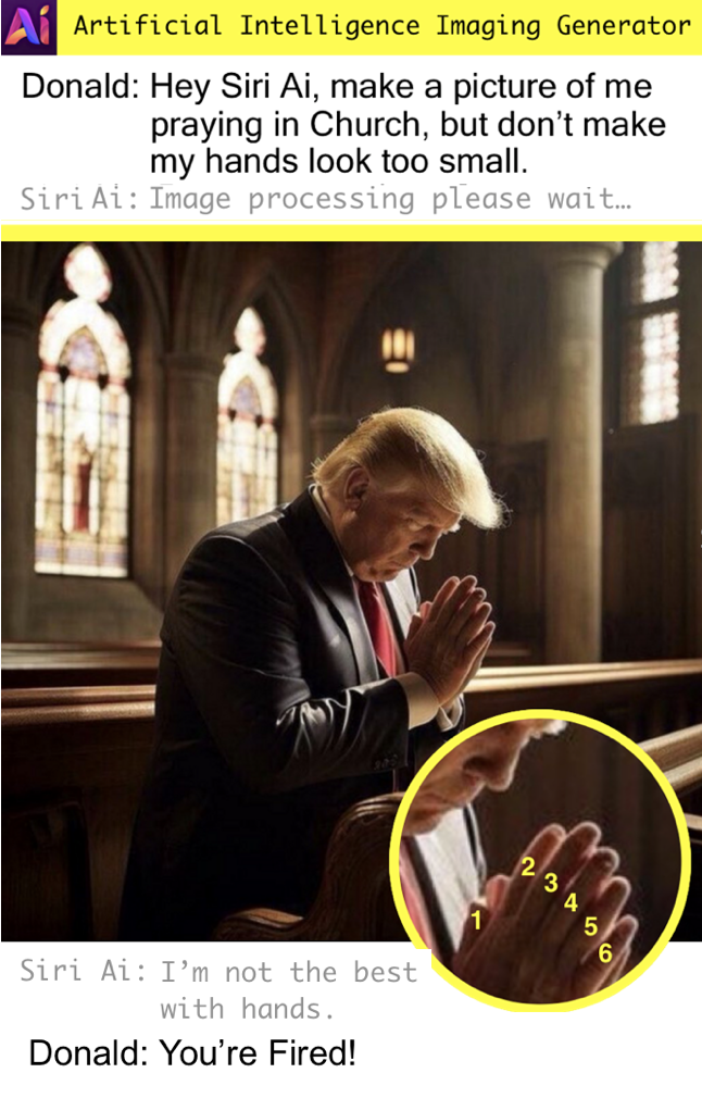 Donald Trump praying in Church with Six FIngers meme Blank Meme Template