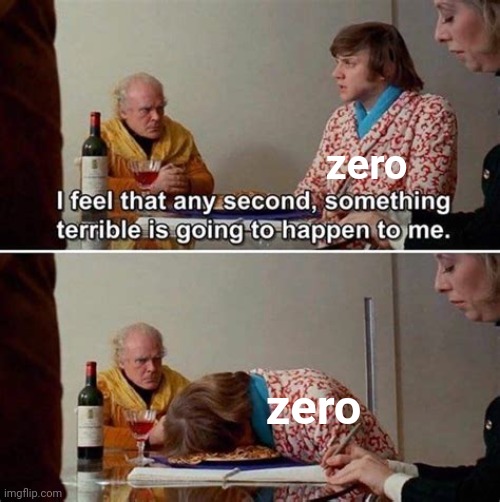 zero straight up dies lol | zero; zero | image tagged in alex delarge,a clockwork orange,oc memes | made w/ Imgflip meme maker