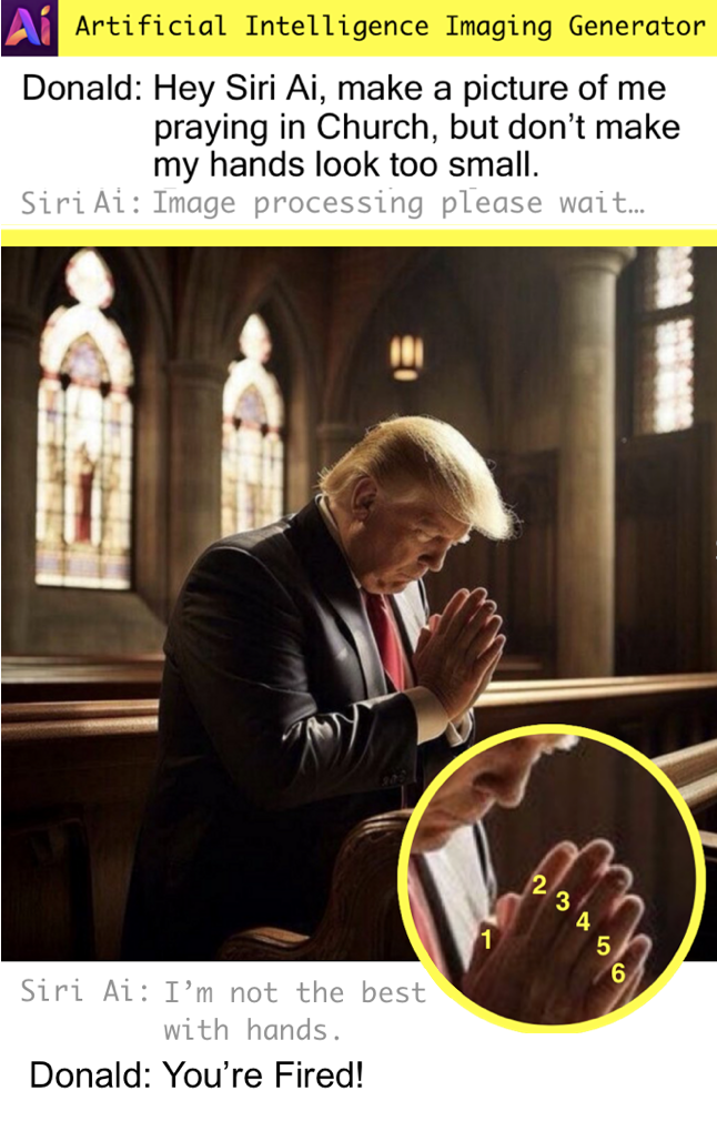 High Quality Donald Trump praying in Church with six fingers meme Blank Meme Template