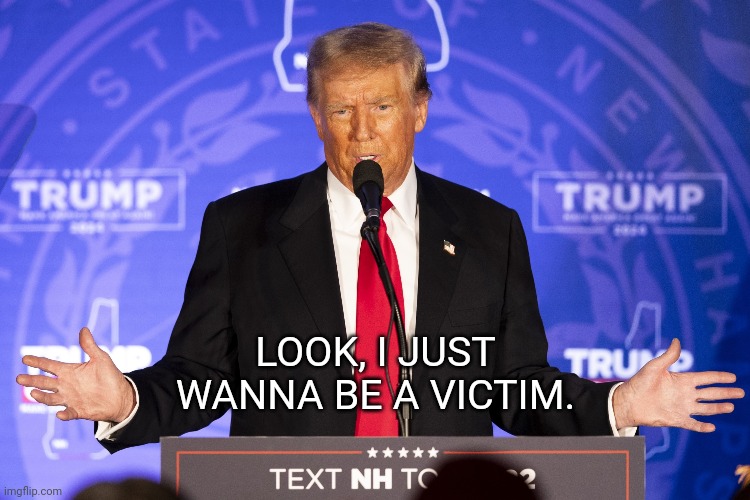 Trump the Victim | LOOK, I JUST WANNA BE A VICTIM. | made w/ Imgflip meme maker