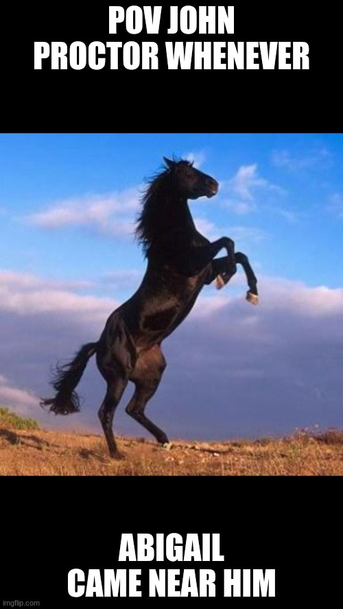 Stallion | POV JOHN PROCTOR WHENEVER; ABIGAIL CAME NEAR HIM | image tagged in stallion | made w/ Imgflip meme maker