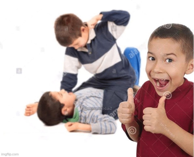 Kid beating up another kid | image tagged in kid beating up another kid | made w/ Imgflip meme maker