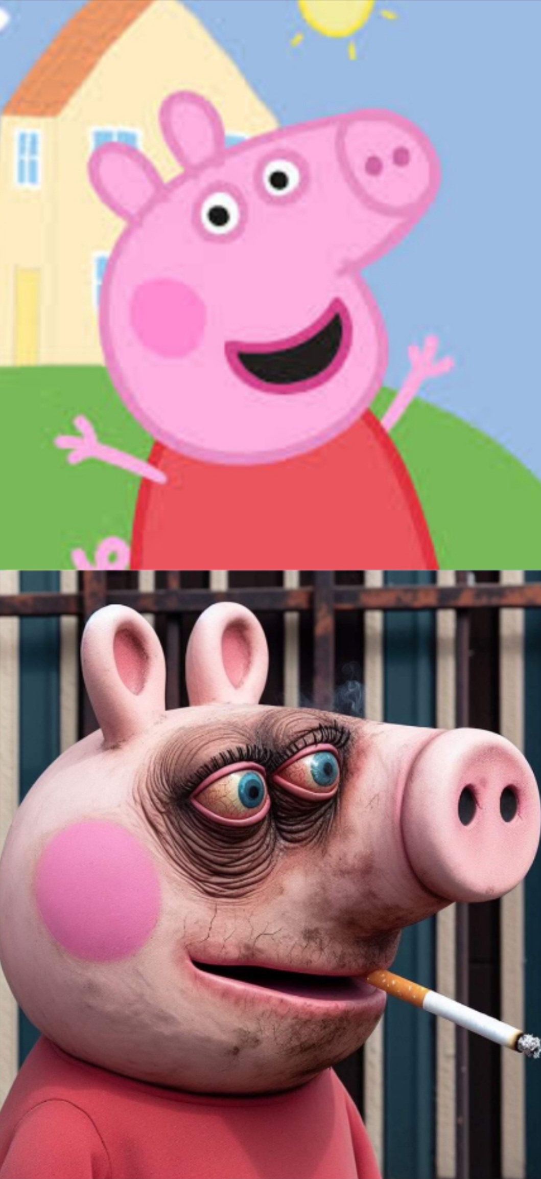 High Quality Peppa pig before after Blank Meme Template