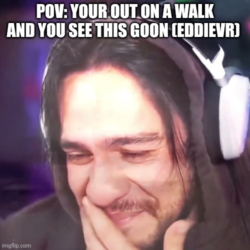 EddieVR WOOHOOOOOOO | POV: YOUR OUT ON A WALK AND YOU SEE THIS GOON (EDDIEVR) | image tagged in roleplaying | made w/ Imgflip meme maker
