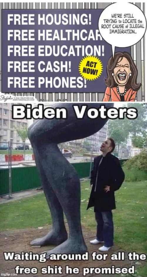 Free stuff... for illegals only... | image tagged in biden regime,importing new voters,free stuff for illegals only | made w/ Imgflip meme maker