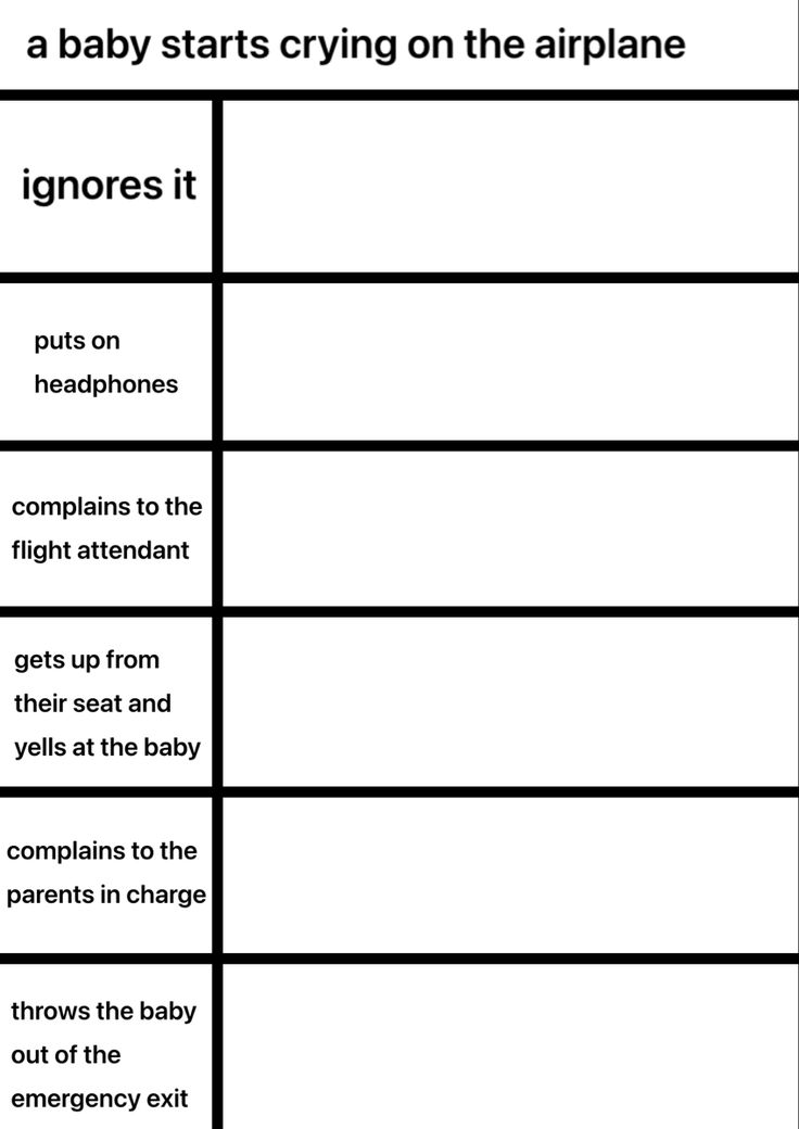 a baby starts crying on the airplane Blank Meme Template
