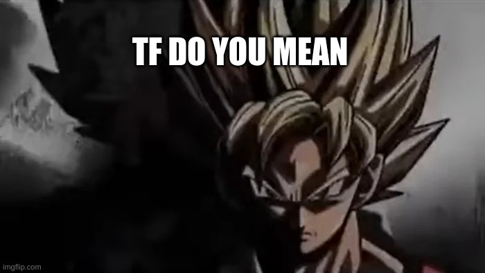 Goku Staring | TF DO YOU MEAN | image tagged in goku staring | made w/ Imgflip meme maker