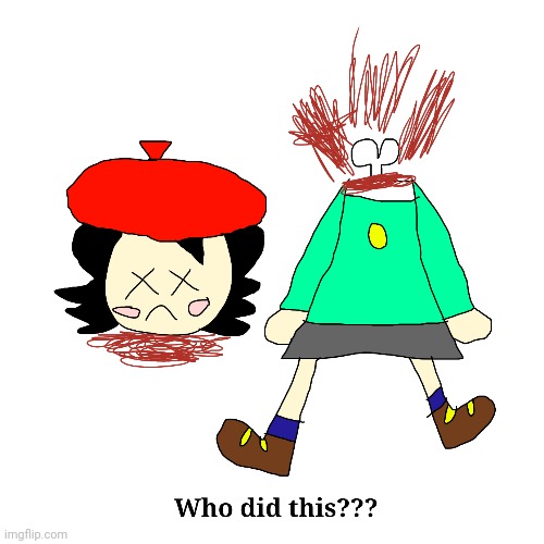 Who did this to Adeleine | image tagged in kirby,adeleine,gore,decapitation,murder,parody | made w/ Imgflip meme maker