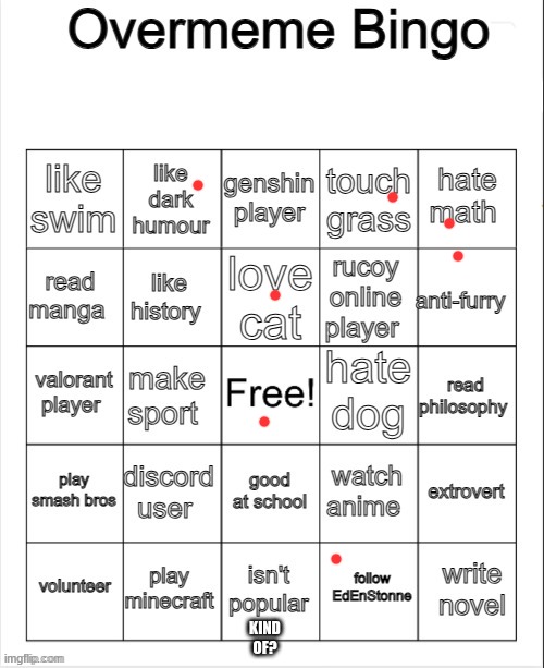 Overmeme bingo | KIND OF? | image tagged in overmeme bingo | made w/ Imgflip meme maker