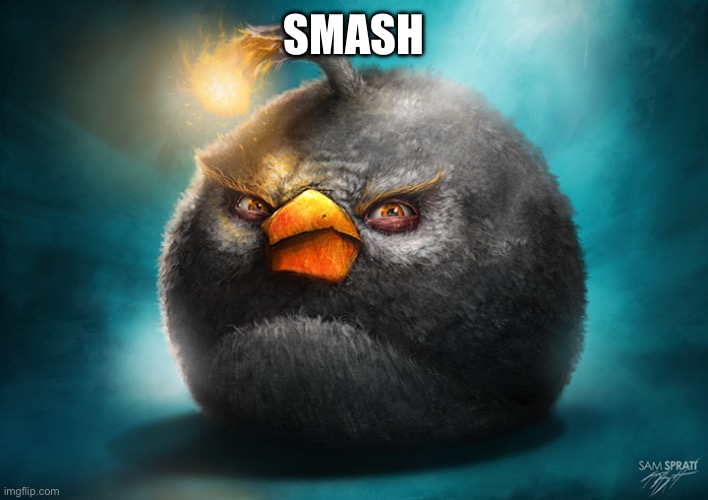 Realistic Bomb Angry Bird | SMASH | image tagged in realistic bomb angry bird | made w/ Imgflip meme maker