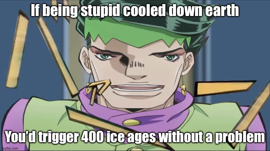 Wide Rohan | If being stupid cooled down earth You’d trigger 400 ice ages without a problem | image tagged in wide rohan | made w/ Imgflip meme maker