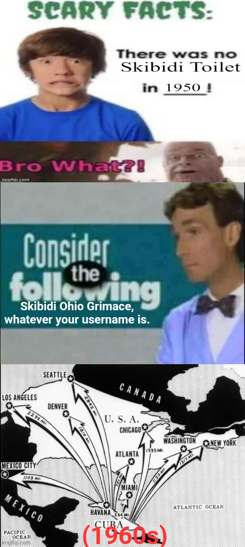 If you want to understand, this is my response to that user's meme | Skibidi Ohio Grimace, whatever your username is. (1960s) | image tagged in consider the following | made w/ Imgflip meme maker