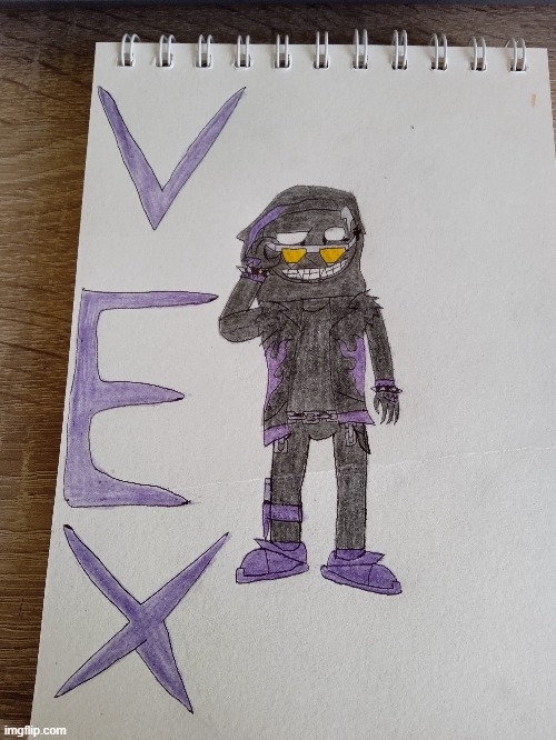 Hey everyone. Here's my OC: Vex the shadowman. Any questions will be answered in the comments | image tagged in oc | made w/ Imgflip meme maker