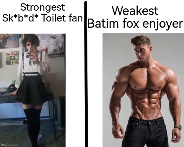 stay mad @skibidiisfire | Weakest Batim fox enjoyer; Strongest Sk*b*d* Toilet fan | image tagged in skibidi,batim | made w/ Imgflip meme maker