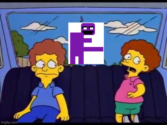 Purple man be after dem kids | image tagged in homer chasing car,fnaf,purple guy | made w/ Imgflip meme maker
