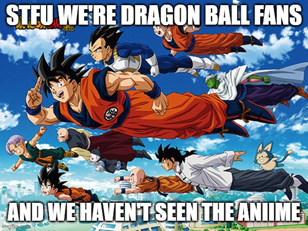 STFU WE'RE DRAGON BALL FANS; AND WE HAVEN'T SEEN THE ANIIME | made w/ Imgflip meme maker