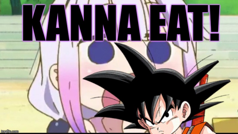 Kanna eating a crab | KANNA EAT! | image tagged in kanna eating a crab | made w/ Imgflip meme maker