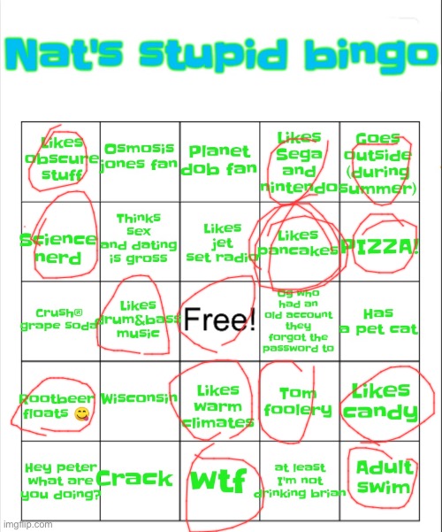 i’m not moving to winconsin just to get a bingo | image tagged in nat's stupid bingo | made w/ Imgflip meme maker