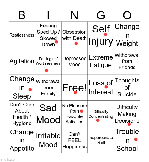 depression bingo 1 | image tagged in depression bingo 1 | made w/ Imgflip meme maker