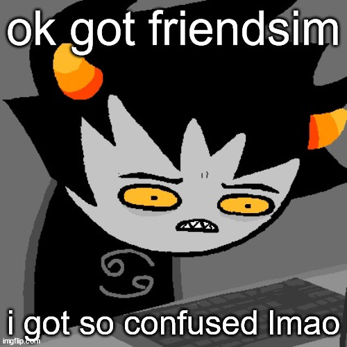 Wtf Karkat | ok got friendsim; i got so confused lmao | image tagged in wtf karkat | made w/ Imgflip meme maker