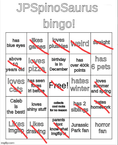 image tagged in jpspinosaurus bingo updated | made w/ Imgflip meme maker