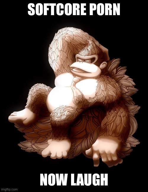 Sexy Donkey Kong | SOFTCORE PORN; NOW LAUGH | image tagged in sexy donkey kong | made w/ Imgflip meme maker
