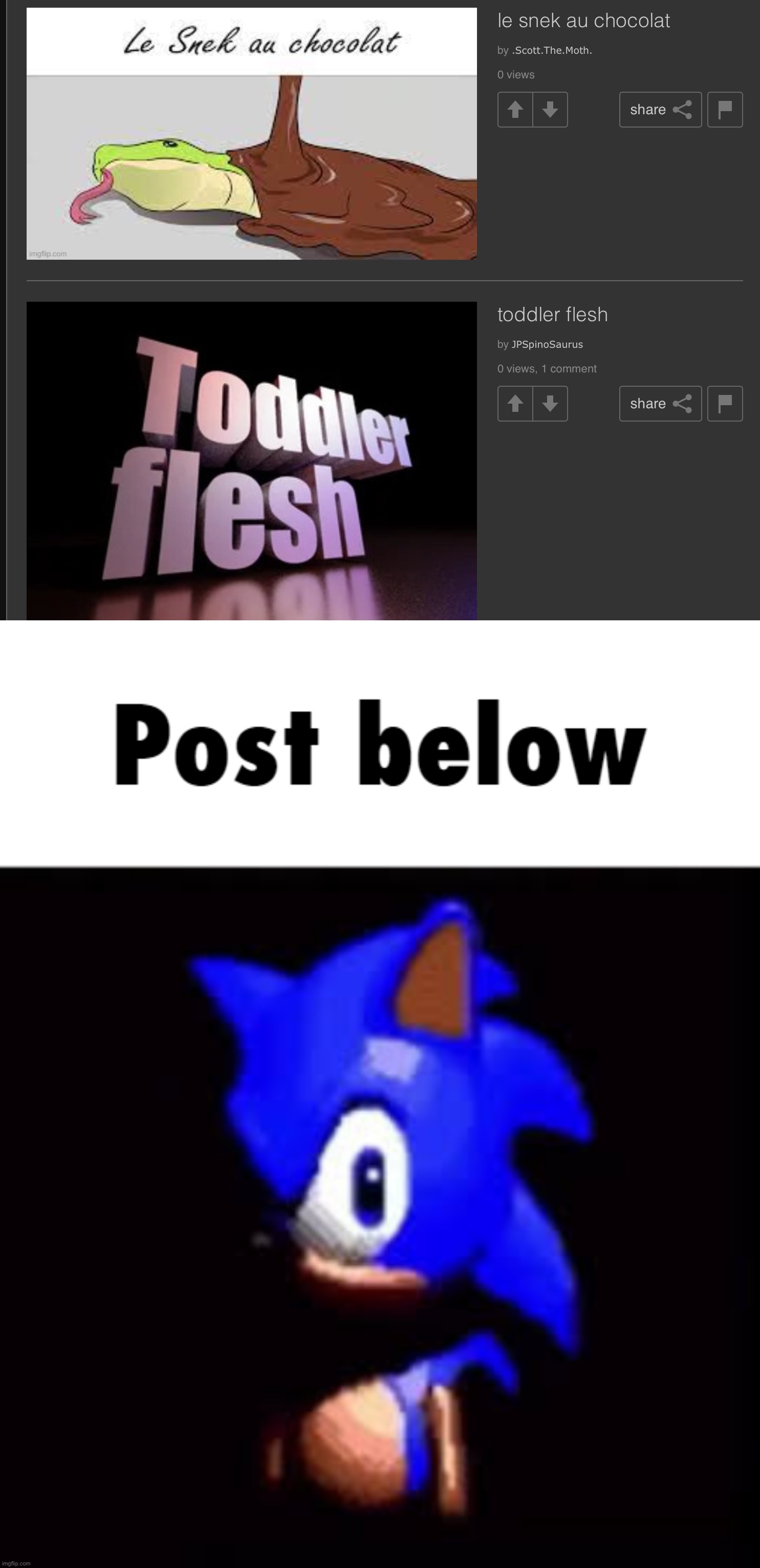 image tagged in sonic post below | made w/ Imgflip meme maker