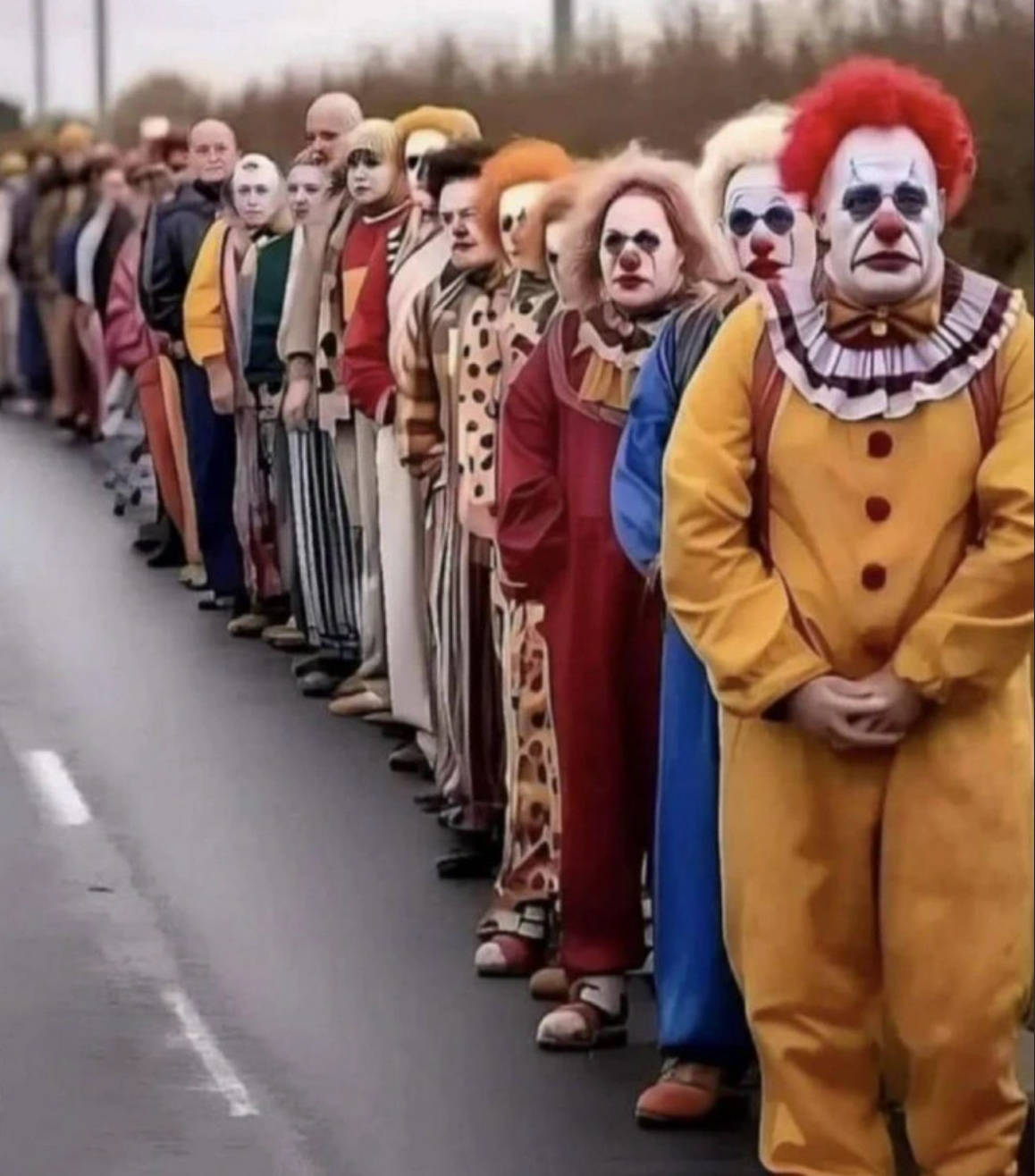 High Quality Clowns Lining Up Blank Meme Template