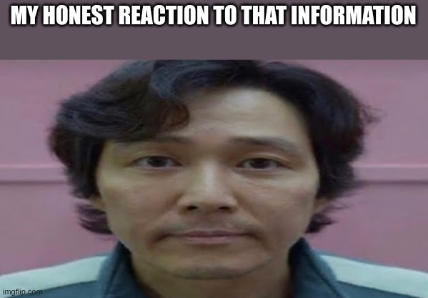 gi hun stare | MY HONEST REACTION TO THAT INFORMATION | image tagged in gi hun stare | made w/ Imgflip meme maker