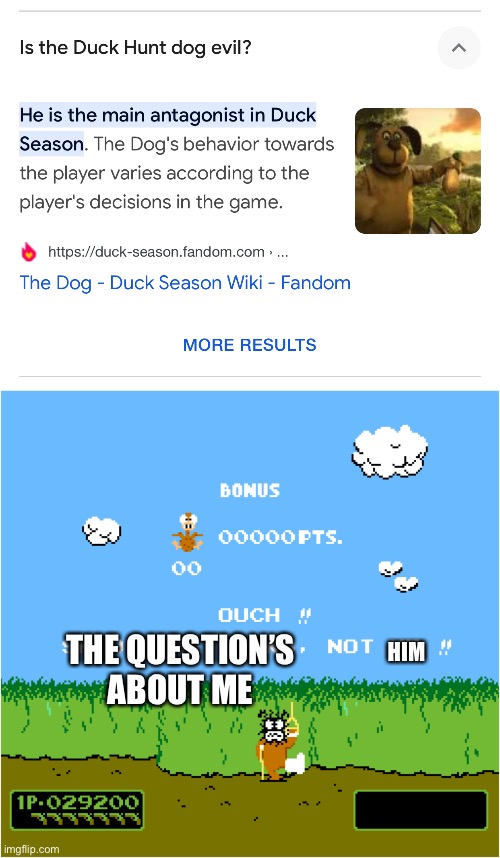 These types of job fails are increasing | HIM; THE QUESTION’S ABOUT ME | image tagged in duck hunt,duck season | made w/ Imgflip meme maker