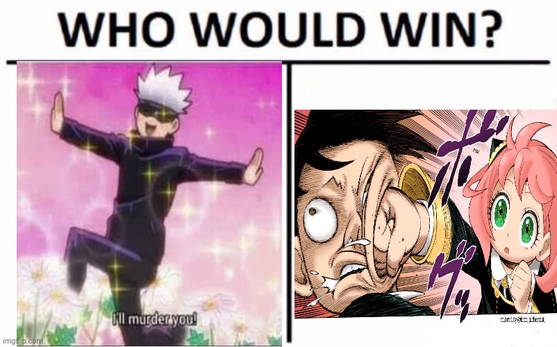 I know it's onesided Anya could just demolish him with low diff but just wanted to know what you think | image tagged in memes,who would win,gojo,mr-binod,front page plz,anime | made w/ Imgflip meme maker