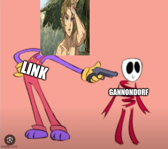 Jax is gonna shoot Gangle | LINK; GANNONDORF | image tagged in jax is gonna shoot gangle | made w/ Imgflip meme maker