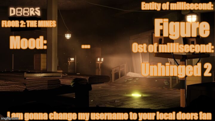 Your-local-Doors-Fan announcement temp | Figure; ... Unhinged 2; I am gonna change my username to your local doors fan | image tagged in midnight's announcement temp | made w/ Imgflip meme maker