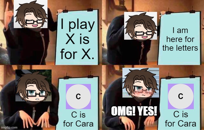 Male Cara plays X is for X (GONE RIGHT!) | I play X is for X. I am here for the letters; OMG! YES! C is for Cara; C is for Cara | image tagged in memes,pop up school 2,pus2,x is for x,male cara,cara | made w/ Imgflip meme maker