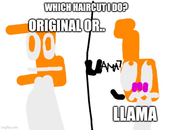 Original or Llama | WHICH HAIRCUT I DO? ORIGINAL OR.. LLAMA | image tagged in isn't a llama | made w/ Imgflip meme maker