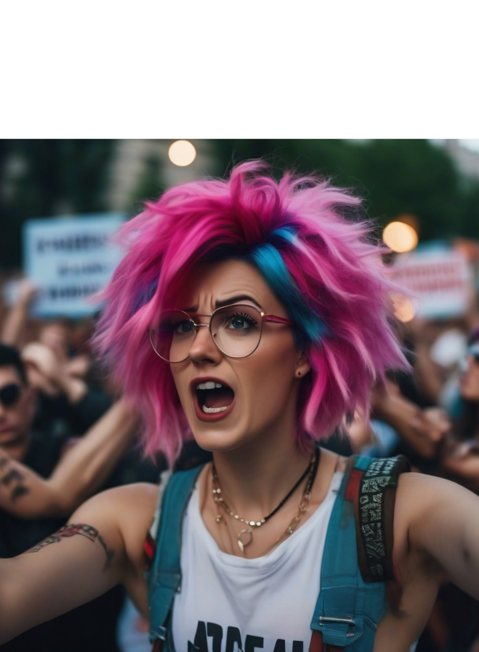 Biased Feminist Protester Blank Meme Template