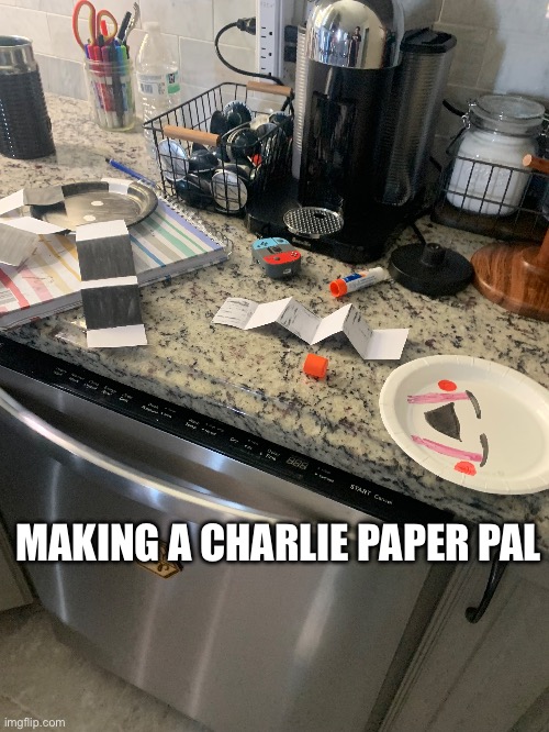Wawa I’ll post the finished one in the fnoof stream | MAKING A CHARLIE PAPER PAL | image tagged in wawa | made w/ Imgflip meme maker