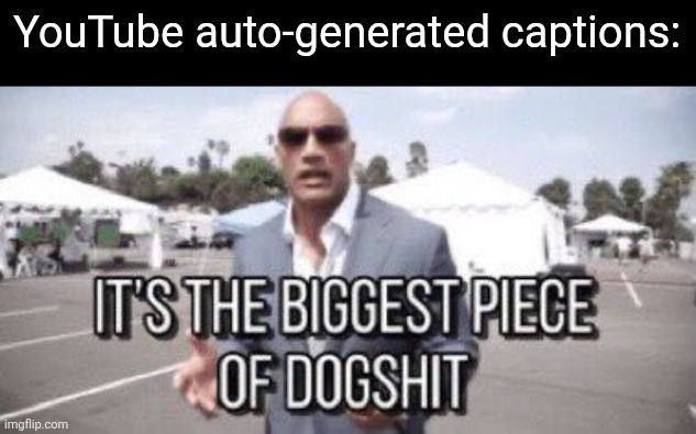 It's true, sometimes they don't say anything when someone says a swear word | YouTube auto-generated captions: | image tagged in it's the biggest piece of dogshit | made w/ Imgflip meme maker