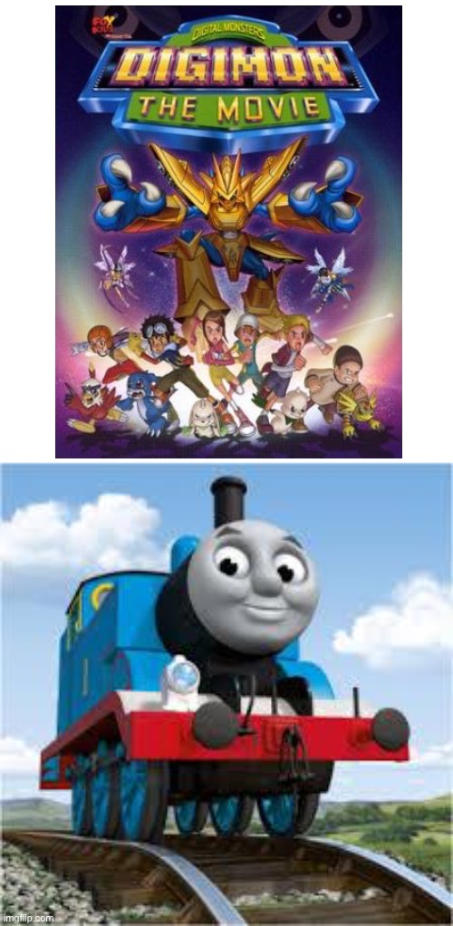 Thomas loves Digimon the movie 2000 | image tagged in thomas the train | made w/ Imgflip meme maker