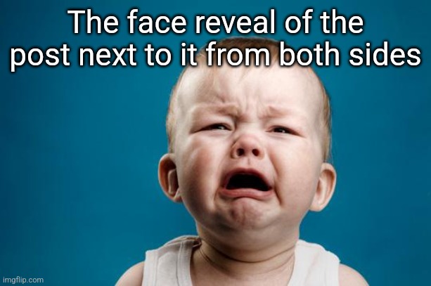 BABY CRYING | The face reveal of the post next to it from both sides | image tagged in baby crying | made w/ Imgflip meme maker