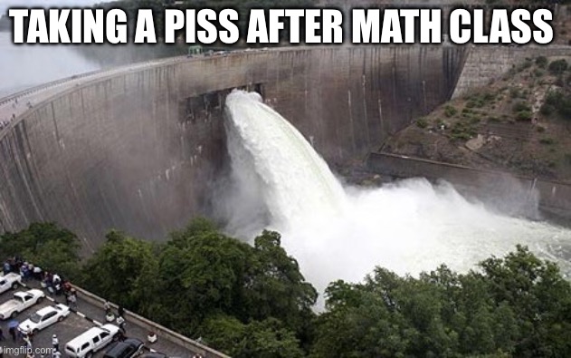 tru fax | TAKING A PISS AFTER MATH CLASS | image tagged in floodgate,lol,funny memes,memes,hehehe | made w/ Imgflip meme maker