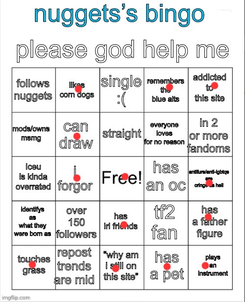 Frick | image tagged in nuggets s bingo | made w/ Imgflip meme maker