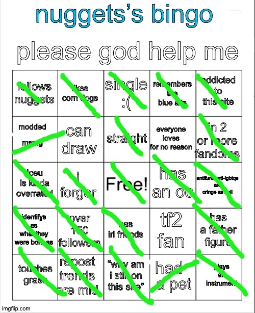 nuggets’s bingo | modded; had | image tagged in nuggets s bingo | made w/ Imgflip meme maker